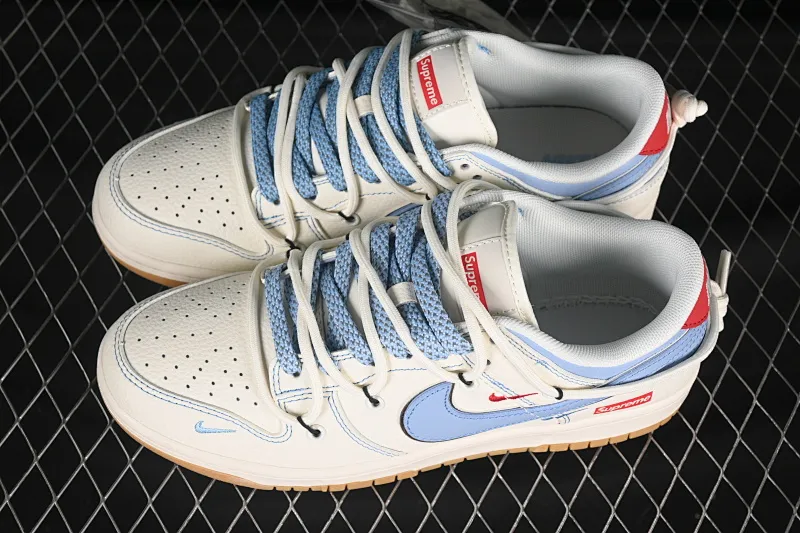 All Categories Nk SB Dunk Series Nk SB Dunk Low High-end Customized Low-top Shoes Nike SB Dunk Low Sup Series Strap Beige and Blue Hook Anniversary High-end Customized Low-top Casual Shoes FC1688-216